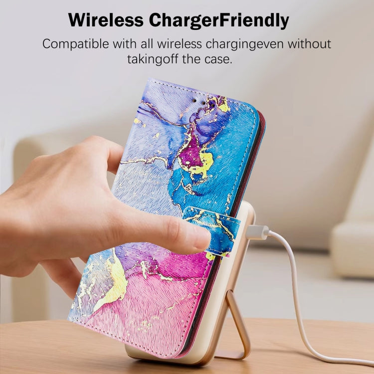 For iPhone 16e Art Colored Drawing Pattern Leather Phone Case(Colorful marble) - iPhone 16e Cases by PMC TechLife | Online Shopping South Africa | PMC TechLife | Buy Now Pay Later Mobicred