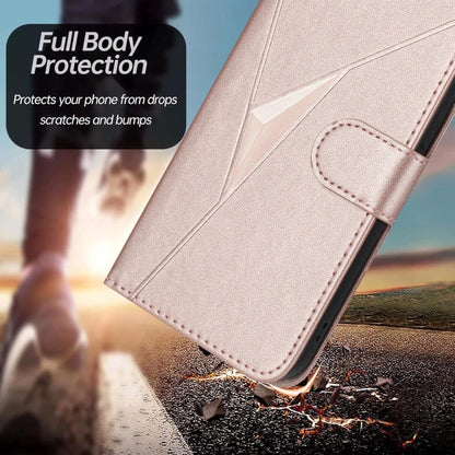 For Huawei Pura 70 Triangle Pattern Buckle Clasp Leather Phone Case(Rose Gold) - Huawei Cases by PMC Jewellery | Online Shopping South Africa | PMC Jewellery | Buy Now Pay Later Mobicred