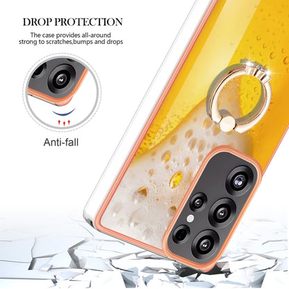 For Samsung Galaxy S25 Ultra 5G Electroplating Dual-side IMD Phone Case with Ring Holder(Draft Beer) - Galaxy S25 Ultra 5G Cases by PMC Jewellery | Online Shopping South Africa | PMC Jewellery | Buy Now Pay Later Mobicred