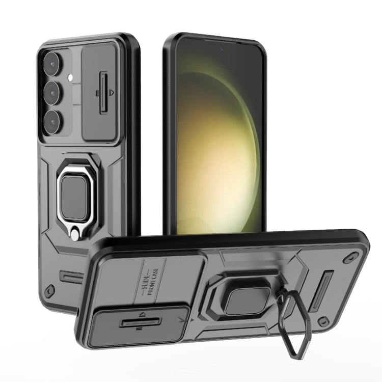 For Samsung Galaxy S25+ 5G Sliding Camshield TPU + PC Shockproof Phone Case with Holder(Black) - Galaxy S25+ 5G Cases by PMC Jewellery | Online Shopping South Africa | PMC Jewellery | Buy Now Pay Later Mobicred