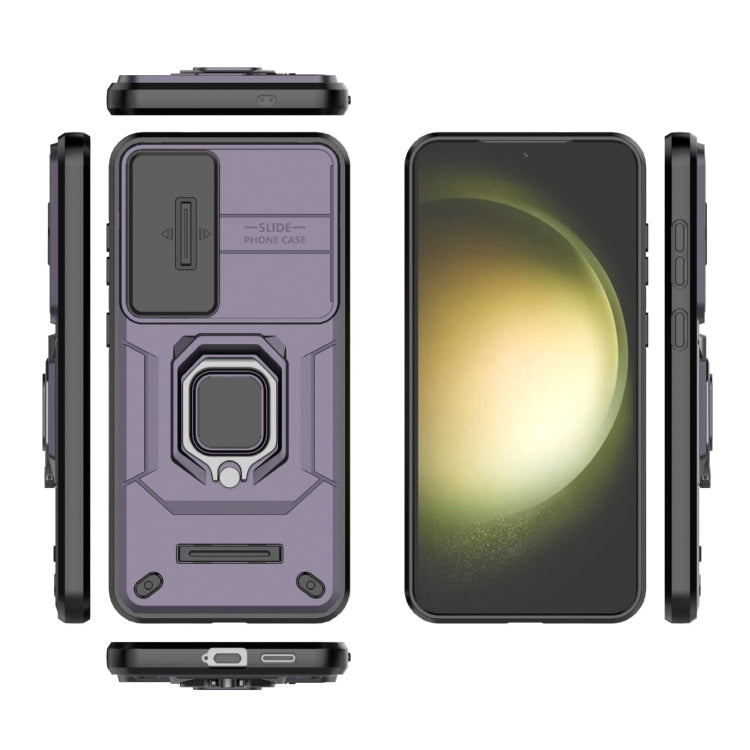 For Samsung Galaxy S25+ 5G Sliding Camshield TPU + PC Shockproof Phone Case with Holder(Purple) - Galaxy S25+ 5G Cases by PMC Jewellery | Online Shopping South Africa | PMC Jewellery | Buy Now Pay Later Mobicred