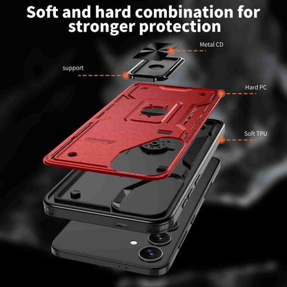 For Samsung Galaxy S25 5G Ring Holder PC Hybrid TPU Phone Case(Red) - Galaxy S25 5G Cases by PMC Jewellery | Online Shopping South Africa | PMC Jewellery | Buy Now Pay Later Mobicred