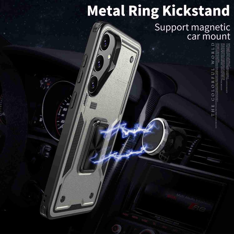 For Samsung Galaxy S25 5G Ring Holder PC Hybrid TPU Phone Case(Titanium Grey) - Galaxy S25 5G Cases by PMC Jewellery | Online Shopping South Africa | PMC Jewellery | Buy Now Pay Later Mobicred