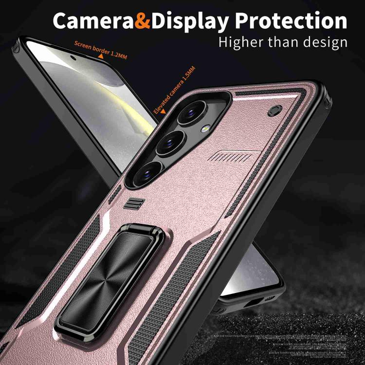 For Samsung Galaxy S25 5G Ring Holder PC Hybrid TPU Phone Case(Rose Gold) - Galaxy S25 5G Cases by PMC Jewellery | Online Shopping South Africa | PMC Jewellery | Buy Now Pay Later Mobicred