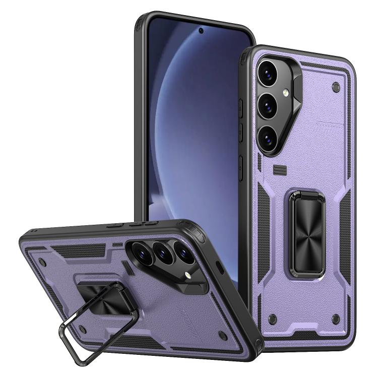 For Samsung Galaxy S25 5G Ring Holder PC Hybrid TPU Phone Case(Purple) - Galaxy S25 5G Cases by PMC Jewellery | Online Shopping South Africa | PMC Jewellery | Buy Now Pay Later Mobicred