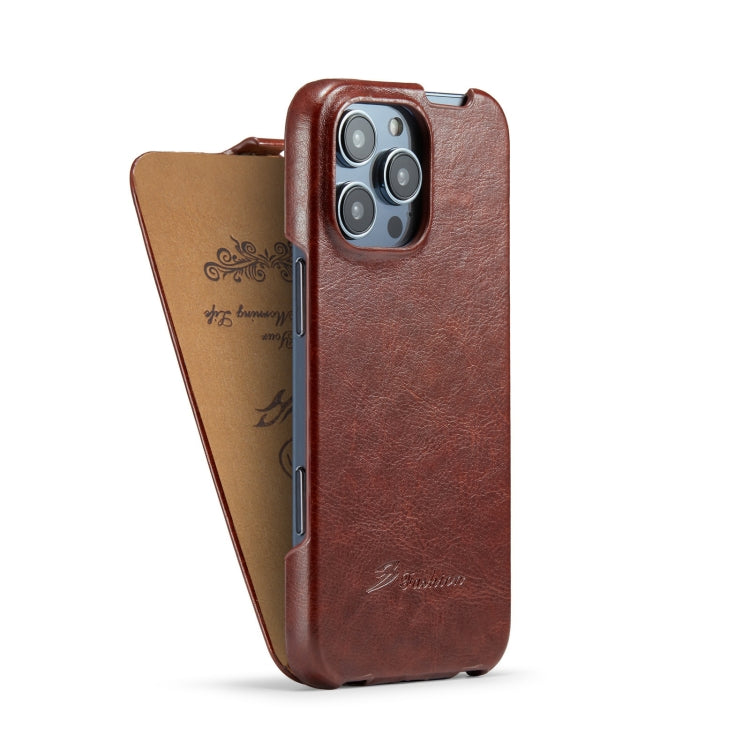 For iPhone 16 Pro Max Fierre Shann 64 Texture Vertical Flip PU Leather Phone Case(Brown) - iPhone 16 Pro Max Cases by FIERRE SHANN | Online Shopping South Africa | PMC Jewellery | Buy Now Pay Later Mobicred