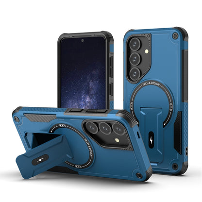 For Samsung Galaxy S24 5G / S25 5G Armor MagSafe Holder PC Hybrid TPU Phone Case(Dark Blue) - Galaxy S25 5G Cases by PMC Jewellery | Online Shopping South Africa | PMC Jewellery | Buy Now Pay Later Mobicred