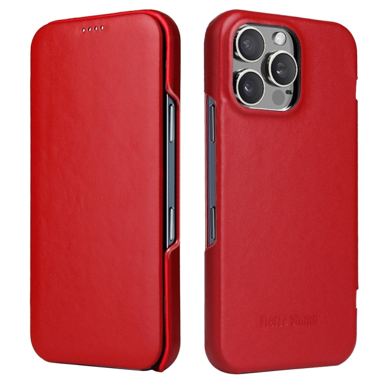 For iPhone 16 Pro Fierre Shann Top Layer Cowhide Business Magnetic Leather Phone Case(Red) - iPhone 16 Pro Cases by FIERRE SHANN | Online Shopping South Africa | PMC Jewellery | Buy Now Pay Later Mobicred