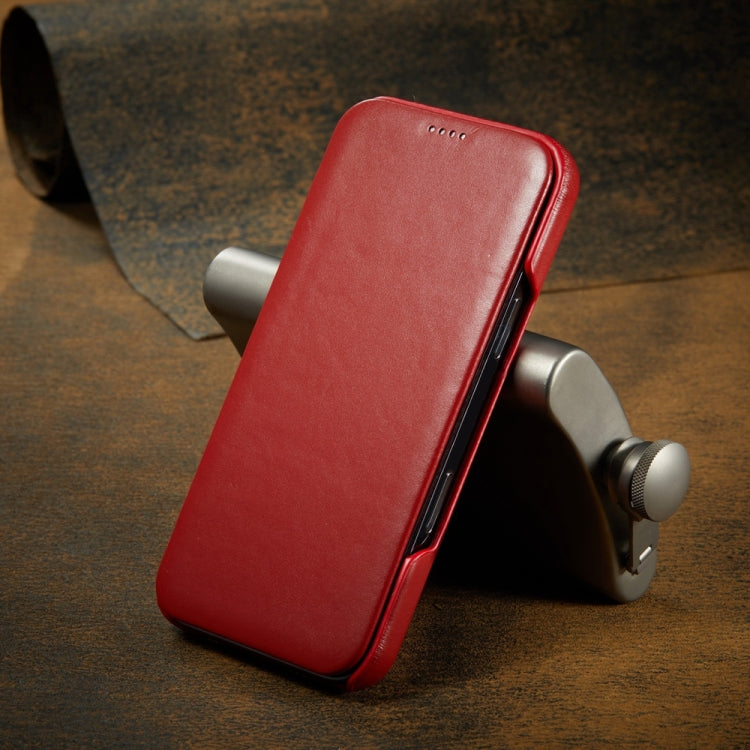 For iPhone 16 Pro Fierre Shann Top Layer Cowhide Business Magnetic Leather Phone Case(Red) - iPhone 16 Pro Cases by FIERRE SHANN | Online Shopping South Africa | PMC Jewellery | Buy Now Pay Later Mobicred