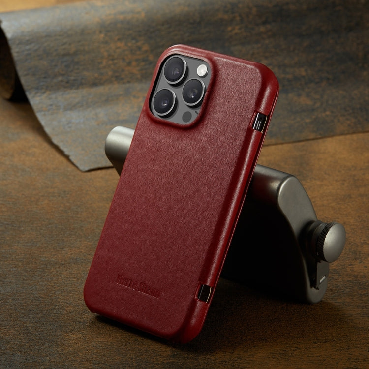 For iPhone 16 Pro Fierre Shann Top Layer Cowhide Business Magnetic Leather Phone Case(Red) - iPhone 16 Pro Cases by FIERRE SHANN | Online Shopping South Africa | PMC Jewellery | Buy Now Pay Later Mobicred