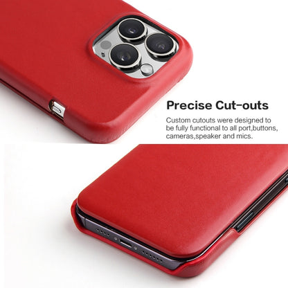 For iPhone 16 Pro Fierre Shann Top Layer Cowhide Business Magnetic Leather Phone Case(Red) - iPhone 16 Pro Cases by FIERRE SHANN | Online Shopping South Africa | PMC Jewellery | Buy Now Pay Later Mobicred