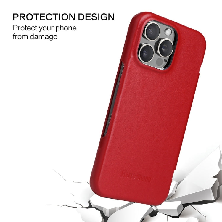 For iPhone 16 Pro Fierre Shann Top Layer Cowhide Business Magnetic Leather Phone Case(Red) - iPhone 16 Pro Cases by FIERRE SHANN | Online Shopping South Africa | PMC Jewellery | Buy Now Pay Later Mobicred