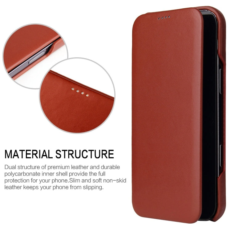 For iPhone 16 Plus Fierre Shann Top Layer Cowhide Business Magnetic Leather Phone Case(Brown) - free shipping - PMC Jewellery - Order now!