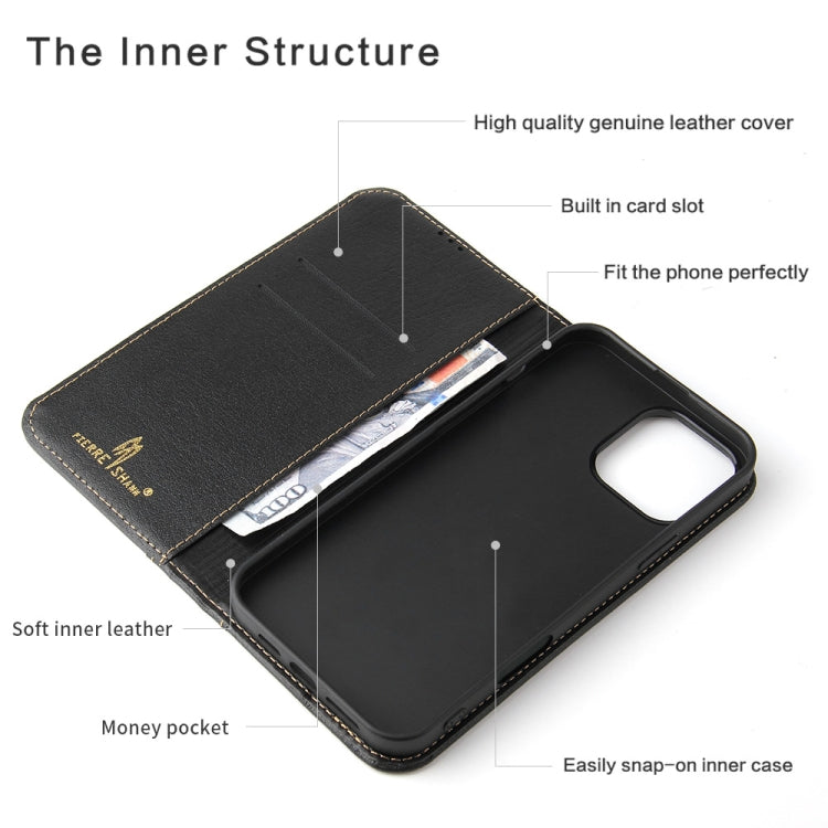 For iPhone 16 Pro Fierre Shann Cowhide Leather Flip Leather Phone Case(Black) - free shipping - PMC Jewellery - Order now!