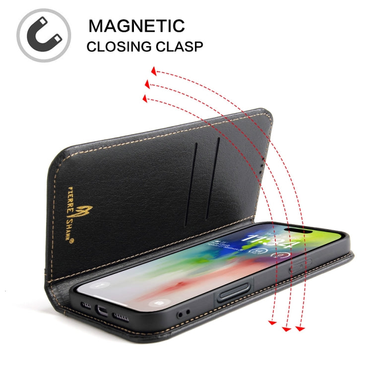 For iPhone 16 Pro Fierre Shann Cowhide Leather Flip Leather Phone Case(Black) - free shipping - PMC Jewellery - Order now!
