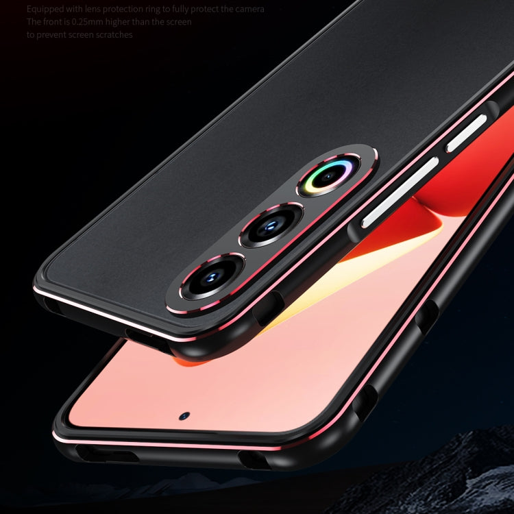 For Meizu 21 Aurora Series Lens Protector + Metal Frame Phone Case(Black Red) - Meizu by PMC TechLife | Online Shopping South Africa | PMC TechLife | Buy Now Pay Later Mobicred
