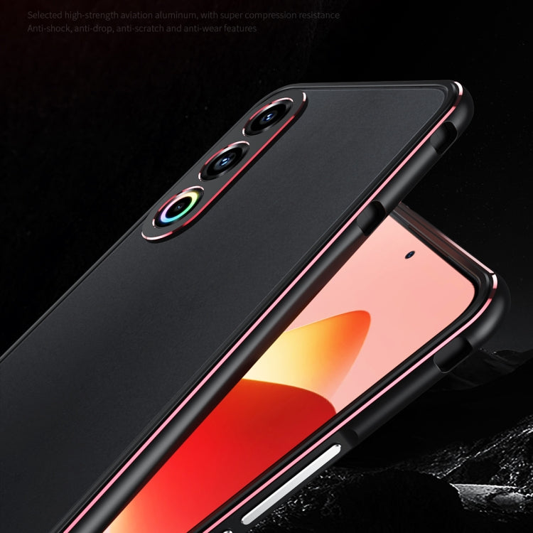 For Meizu 21 Aurora Series Lens Protector + Metal Frame Phone Case(Black Red) - Meizu by PMC TechLife | Online Shopping South Africa | PMC TechLife | Buy Now Pay Later Mobicred