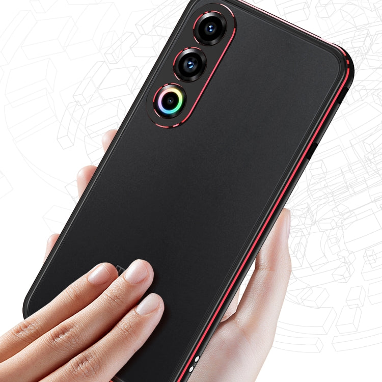 For Meizu 21 Aurora Series Lens Protector + Metal Frame Phone Case(Black Red) - Meizu by PMC TechLife | Online Shopping South Africa | PMC TechLife | Buy Now Pay Later Mobicred