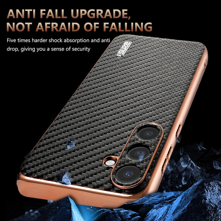 For Samsung Galaxy S25 5G AZNS Electroplated Edge Carbon Fiber Texture Phone Case(Black) - Galaxy S25 5G Cases by AZNS | Online Shopping South Africa | PMC Jewellery | Buy Now Pay Later Mobicred