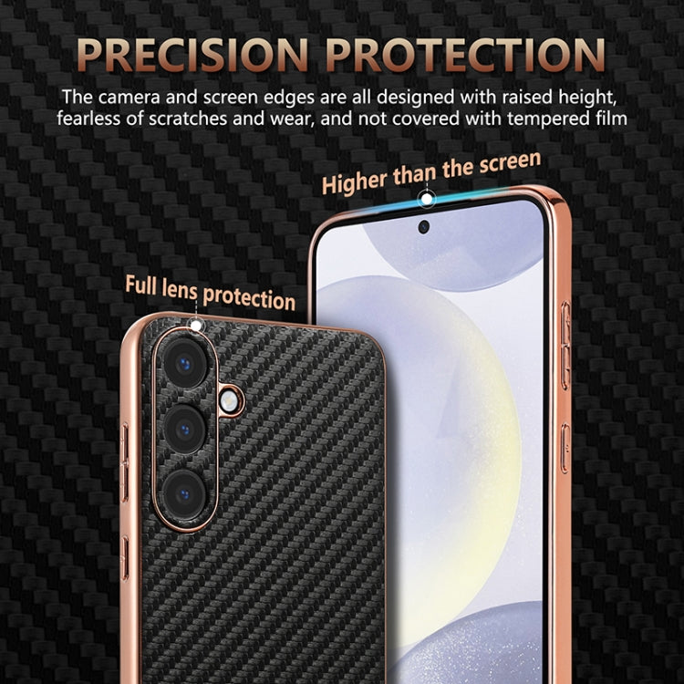 For Samsung Galaxy S25 5G AZNS Electroplated Edge Carbon Fiber Texture Phone Case(Black) - Galaxy S25 5G Cases by AZNS | Online Shopping South Africa | PMC Jewellery | Buy Now Pay Later Mobicred