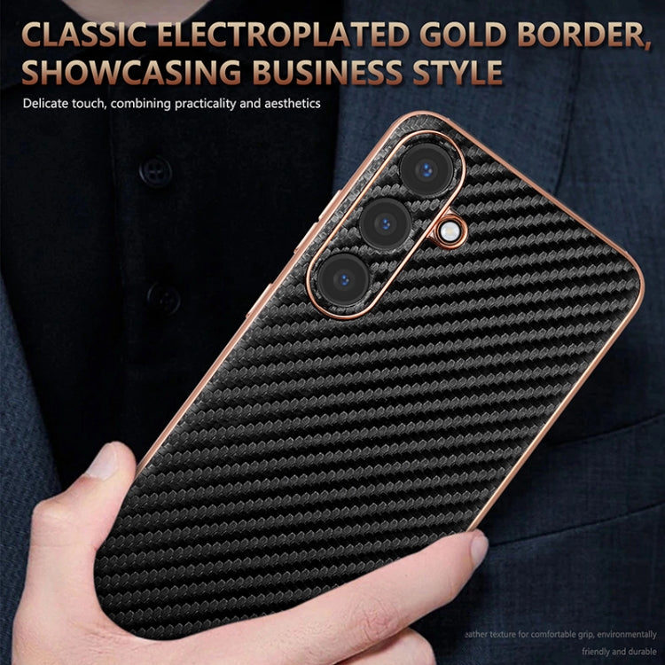 For Samsung Galaxy S25 5G AZNS Electroplated Edge Carbon Fiber Texture Phone Case(Black) - Galaxy S25 5G Cases by AZNS | Online Shopping South Africa | PMC Jewellery | Buy Now Pay Later Mobicred