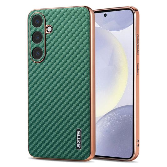 For Samsung Galaxy S25 5G AZNS Electroplated Edge Carbon Fiber Texture Phone Case(Green) - Galaxy S25 5G Cases by AZNS | Online Shopping South Africa | PMC Jewellery | Buy Now Pay Later Mobicred