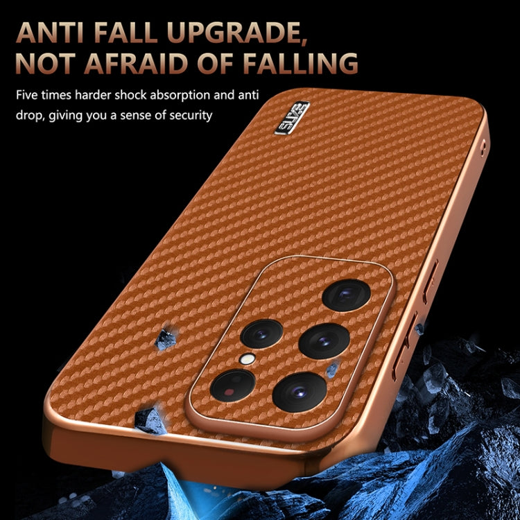 For Samsung Galaxy S25 Ultra 5G AZNS Electroplated Edge Carbon Fiber Texture Phone Case(Brown) - Galaxy S25 Ultra 5G Cases by AZNS | Online Shopping South Africa | PMC Jewellery | Buy Now Pay Later Mobicred