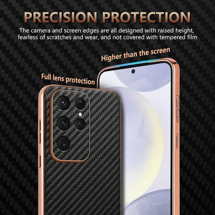 For Samsung Galaxy S25 Ultra 5G AZNS Electroplated Edge Carbon Fiber Texture Phone Case(Brown) - Galaxy S25 Ultra 5G Cases by AZNS | Online Shopping South Africa | PMC Jewellery | Buy Now Pay Later Mobicred