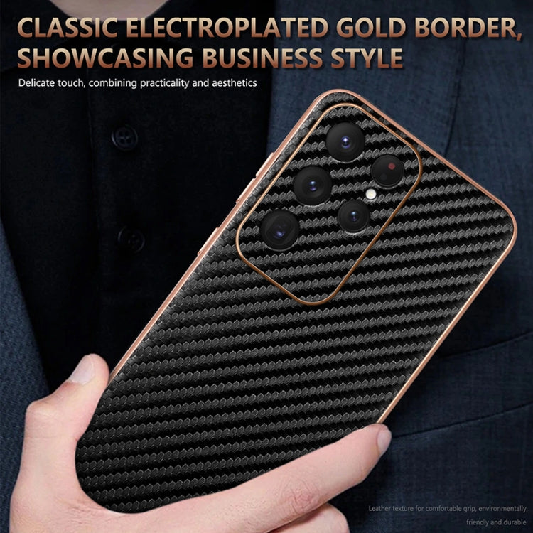 For Samsung Galaxy S25 Ultra 5G AZNS Electroplated Edge Carbon Fiber Texture Phone Case(Brown) - Galaxy S25 Ultra 5G Cases by AZNS | Online Shopping South Africa | PMC Jewellery | Buy Now Pay Later Mobicred