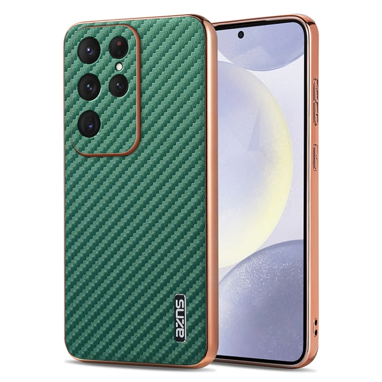 For Samsung Galaxy S25 Ultra 5G AZNS Electroplated Edge Carbon Fiber Texture Phone Case(Green) - Galaxy S25 Ultra 5G Cases by AZNS | Online Shopping South Africa | PMC Jewellery | Buy Now Pay Later Mobicred