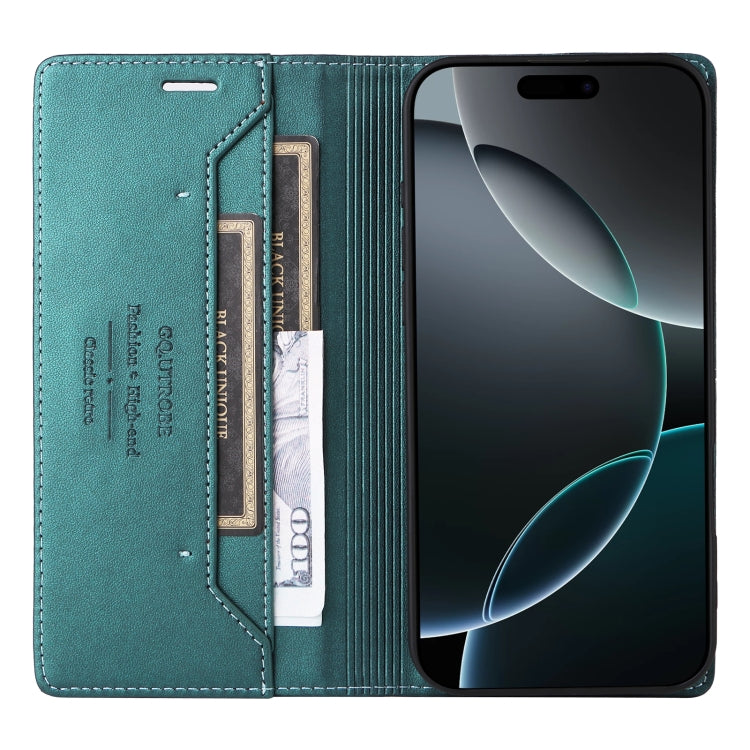 For iPhone 16 Pro GQUTROBE G01 RFID Anti-theft Leather Phone Case(Green) - free shipping - PMC Jewellery - Order now!