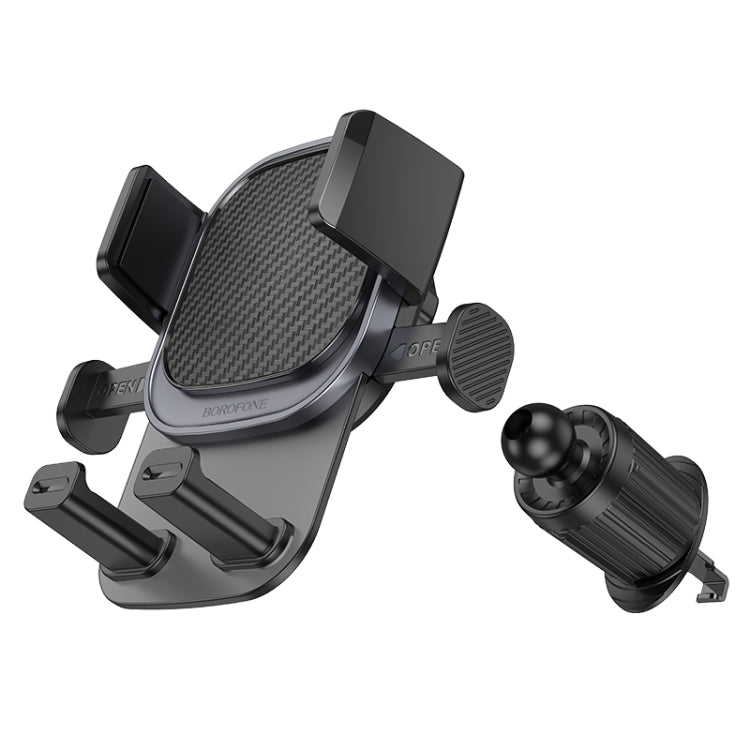 Borofone BH120 Delightful One-button Air Outlet Car Holder(Black Grey) - Car Holders by Borofone | Online Shopping South Africa | PMC Jewellery | Buy Now Pay Later Mobicred