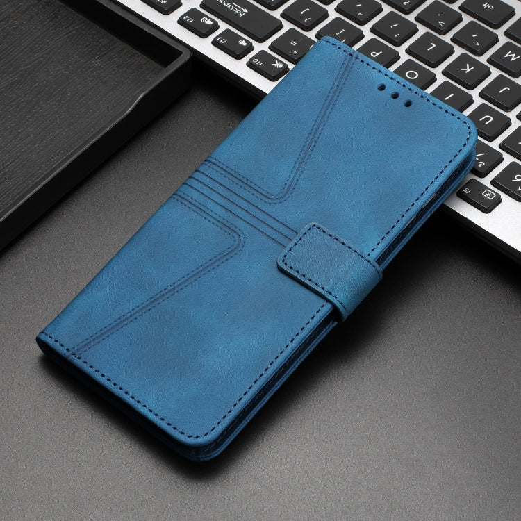 For Samsung Galaxy S25+5G Triangle Solid Color Leather Phone Case(Blue) - Galaxy S25+ 5G Cases by PMC Jewellery | Online Shopping South Africa | PMC Jewellery | Buy Now Pay Later Mobicred