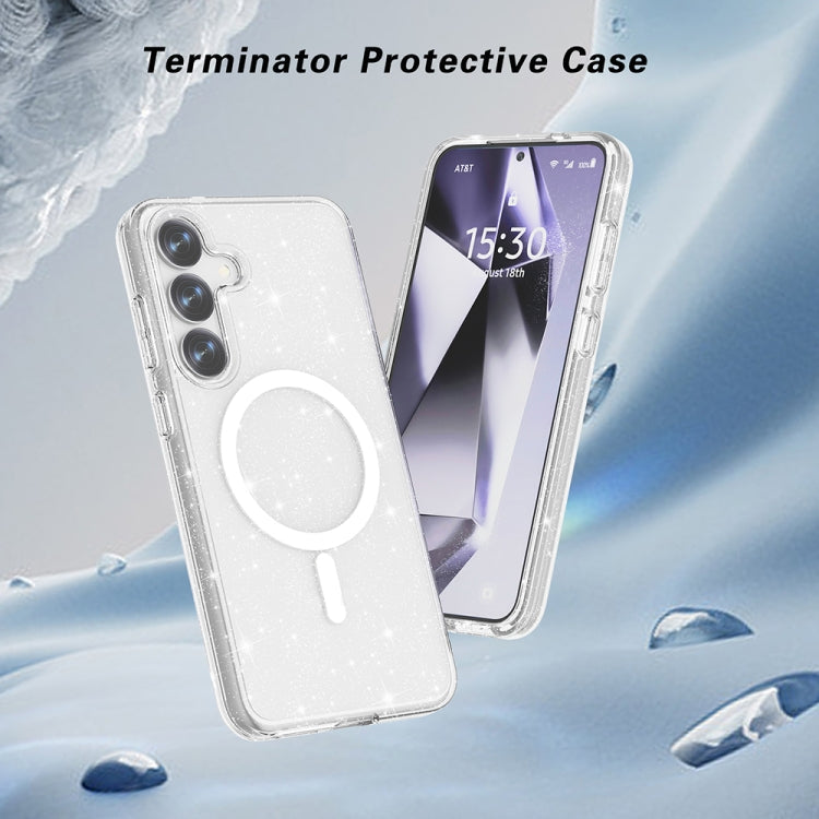 For Samsung Galaxy S25 5G Terminator MagSafe Magnetic Phone Case(Glitter White) - Galaxy S25 5G Cases by PMC Jewellery | Online Shopping South Africa | PMC Jewellery | Buy Now Pay Later Mobicred