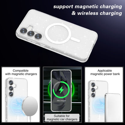 For Samsung Galaxy S25 5G Terminator MagSafe Magnetic Phone Case(Glitter White) - Galaxy S25 5G Cases by PMC Jewellery | Online Shopping South Africa | PMC Jewellery | Buy Now Pay Later Mobicred