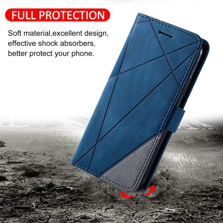 For Samsung Galaxy S25 Ultra 5G Skin Feel Splicing Leather Phone Case(Blue) - free shipping - PMC Jewellery - Order now!