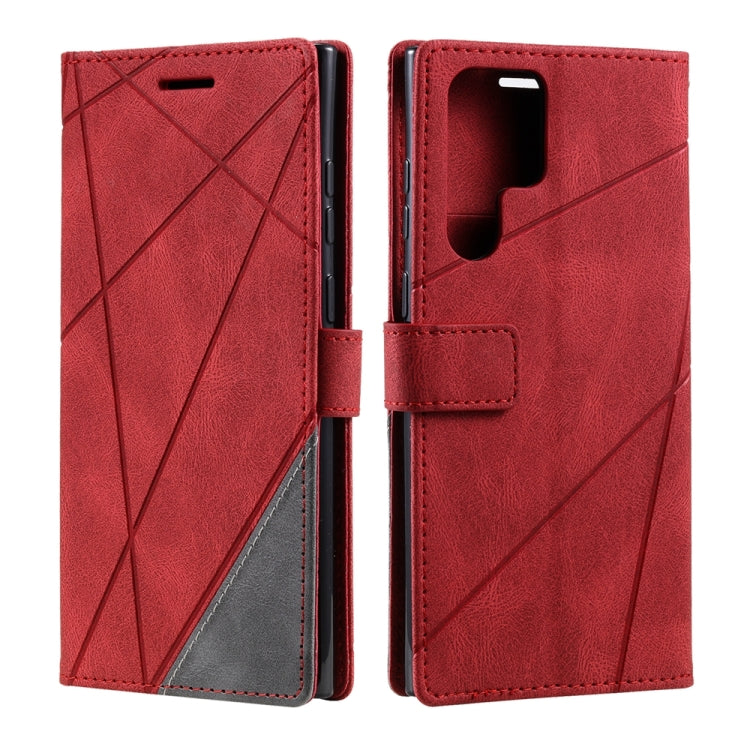 For Samsung Galaxy S25 Ultra 5G Skin Feel Splicing Leather Phone Case(Red) - Galaxy S25 Ultra 5G Cases by PMC Jewellery | Online Shopping South Africa | PMC Jewellery | Buy Now Pay Later Mobicred