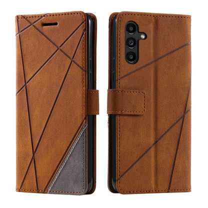 For Samsung Galaxy S25+ 5G Skin Feel Splicing Leather Phone Case(Brown) - Galaxy S25+ 5G Cases by PMC Jewellery | Online Shopping South Africa | PMC Jewellery | Buy Now Pay Later Mobicred