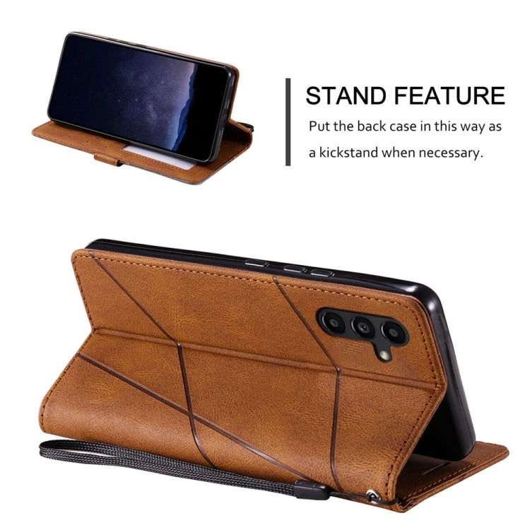 For Samsung Galaxy S25+ 5G Skin Feel Splicing Leather Phone Case(Brown) - Galaxy S25+ 5G Cases by PMC Jewellery | Online Shopping South Africa | PMC Jewellery | Buy Now Pay Later Mobicred