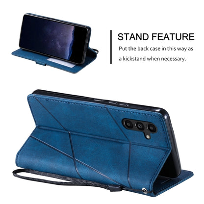 For Samsung Galaxy S25 5G Skin Feel Splicing Leather Phone Case(Blue) - Galaxy S25 5G Cases by PMC Jewellery | Online Shopping South Africa | PMC Jewellery | Buy Now Pay Later Mobicred