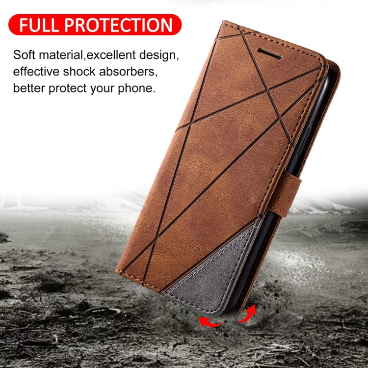 For Samsung Galaxy S25 5G Skin Feel Splicing Leather Phone Case(Brown) - Galaxy S25 5G Cases by PMC Jewellery | Online Shopping South Africa | PMC Jewellery | Buy Now Pay Later Mobicred