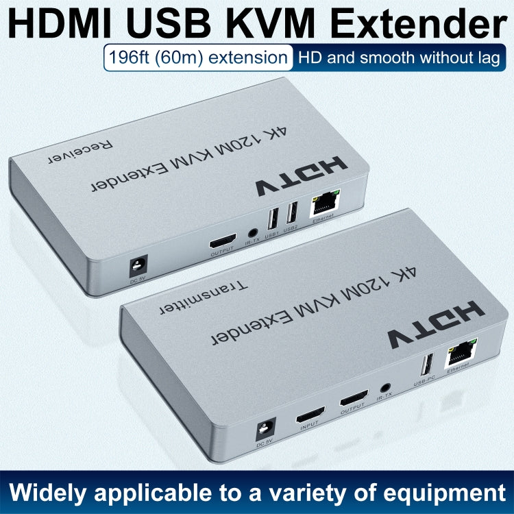 120m HDMI USB KVM 4K Network Extender, Plug:EU Plug - Amplifier by PMC TechLife | Online Shopping South Africa | PMC TechLife | Buy Now Pay Later Mobicred