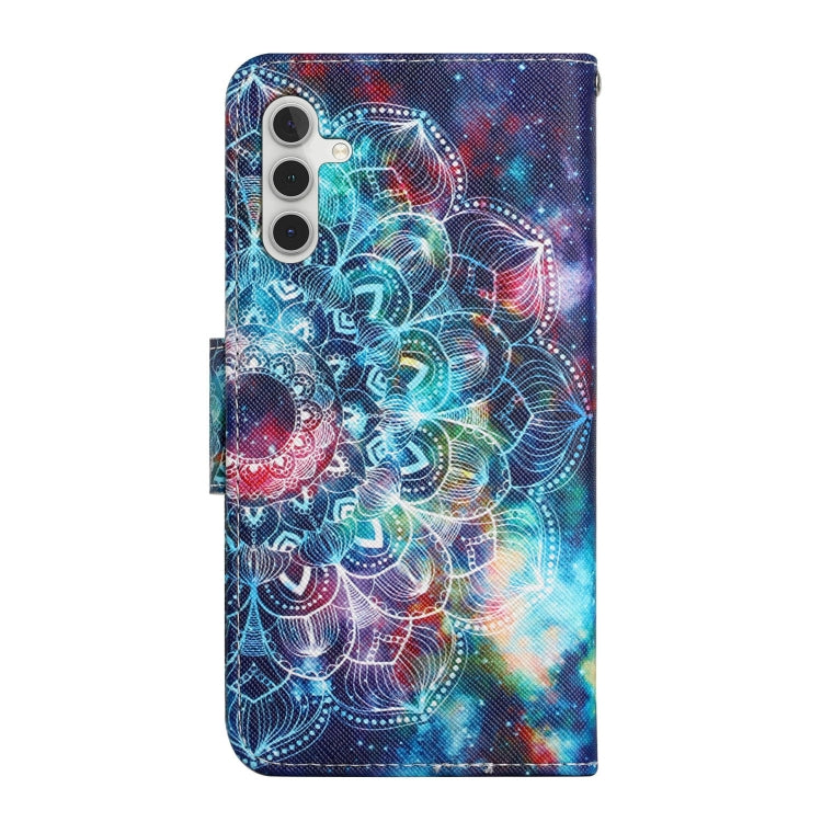 For Samsung Galaxy S25 5G Colored Drawing Pattern Leather Phone Case(Star Mandala) - Galaxy S25 5G Cases by PMC Jewellery | Online Shopping South Africa | PMC Jewellery | Buy Now Pay Later Mobicred