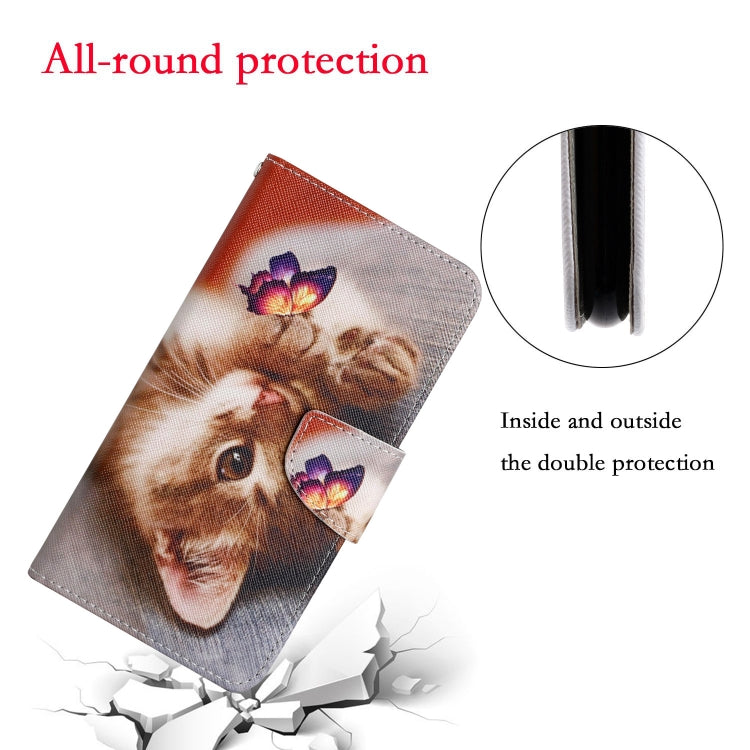 For Samsung Galaxy S25 5G Colored Drawing Pattern Leather Phone Case(Butterfly Cat) - Galaxy S25 5G Cases by PMC Jewellery | Online Shopping South Africa | PMC Jewellery | Buy Now Pay Later Mobicred