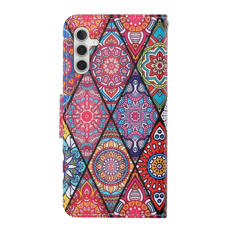For Samsung Galaxy S25 5G Colored Drawing Pattern Leather Phone Case(Diamond Totem) - Galaxy S25 5G Cases by PMC Jewellery | Online Shopping South Africa | PMC Jewellery | Buy Now Pay Later Mobicred