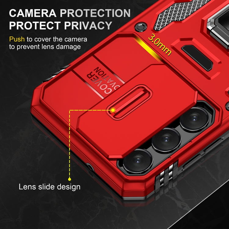 For Samsung Galaxy S25 5G Armor PC Hybrid TPU Camera Shield Phone Case(Red) - free shipping - PMC Jewellery - Order now!