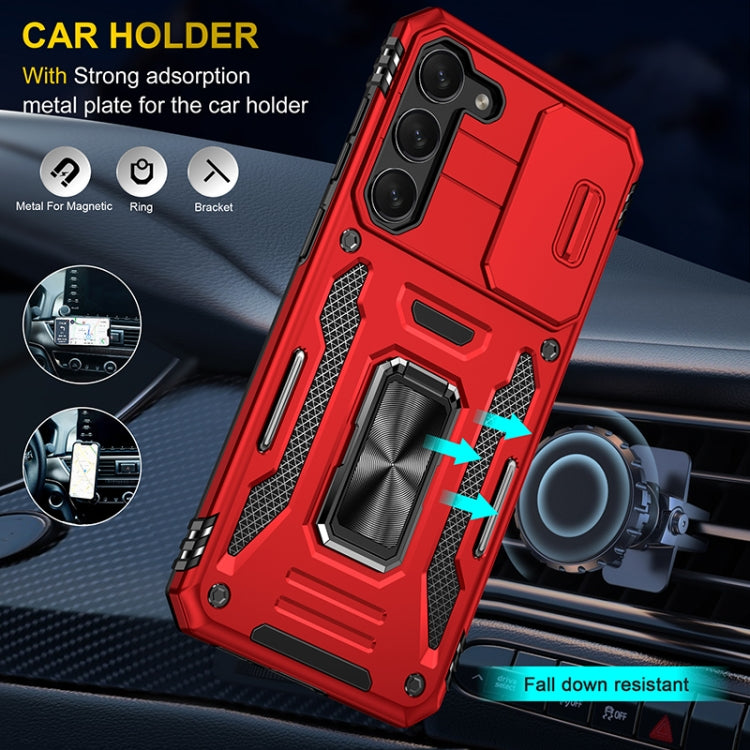 For Samsung Galaxy S25 5G Armor PC Hybrid TPU Camera Shield Phone Case(Red) - free shipping - PMC Jewellery - Order now!