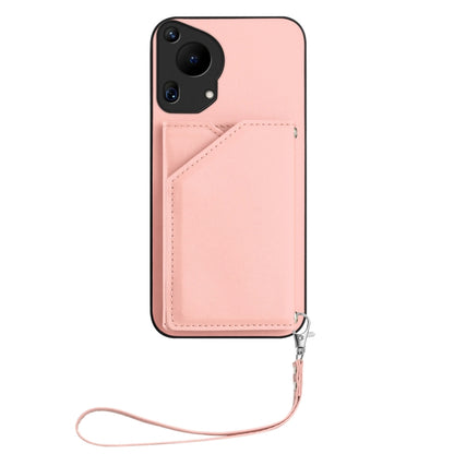 For Huawei Pura 70 Ultra Skin Feel Four Card Slots Phone Case with Wrist Strap(Pink) - Huawei Cases by PMC Jewellery | Online Shopping South Africa | PMC Jewellery | Buy Now Pay Later Mobicred