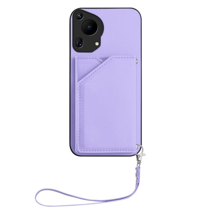 For Huawei Pura 70 Ultra Skin Feel Four Card Slots Phone Case with Wrist Strap(Purple) - Huawei Cases by PMC Jewellery | Online Shopping South Africa | PMC Jewellery | Buy Now Pay Later Mobicred