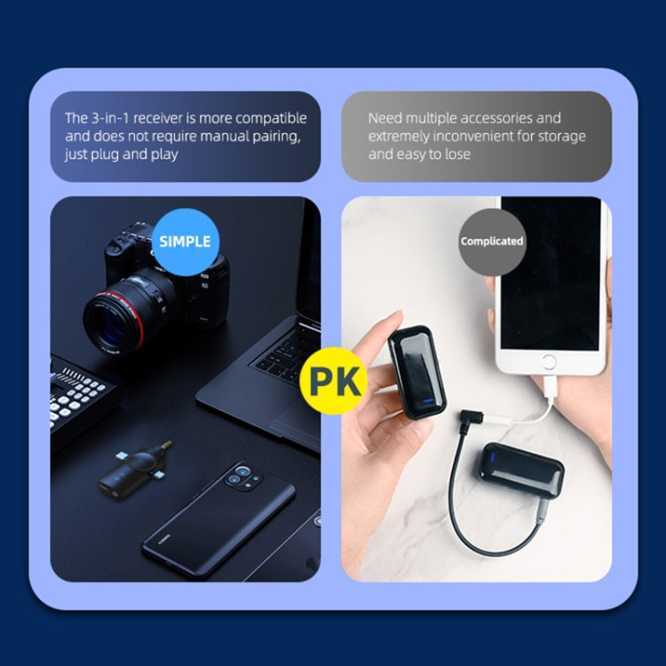 AP009 Wireless Lavalier Microphone with 3 in 1 Receiver(Black) - Microphone by PMC TechLife | Online Shopping South Africa | PMC TechLife | Buy Now Pay Later Mobicred